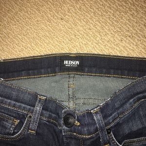 Hudson Skinny Jeans w/ leather stripe